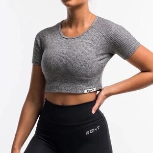 Echt Comfort Short Sleeve Top | Size XS | Black Marl